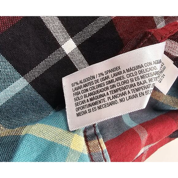 NWT goodfellow plaid colorful light flannel button up NEW long sleeve XL casual - Picture 3 of 7